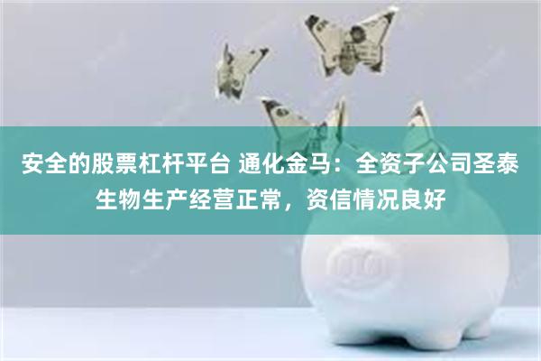 安全的股票杠杆平台 通化金马：全资子公司圣泰生物生产经营正常